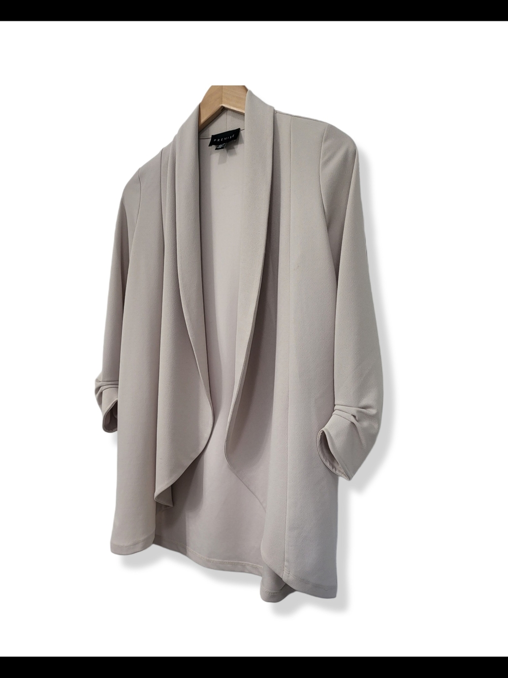 🌿Premise XS Tan Lightweight Open Front Waterfall Jacket Draped Blazer - Picture 4 of 10